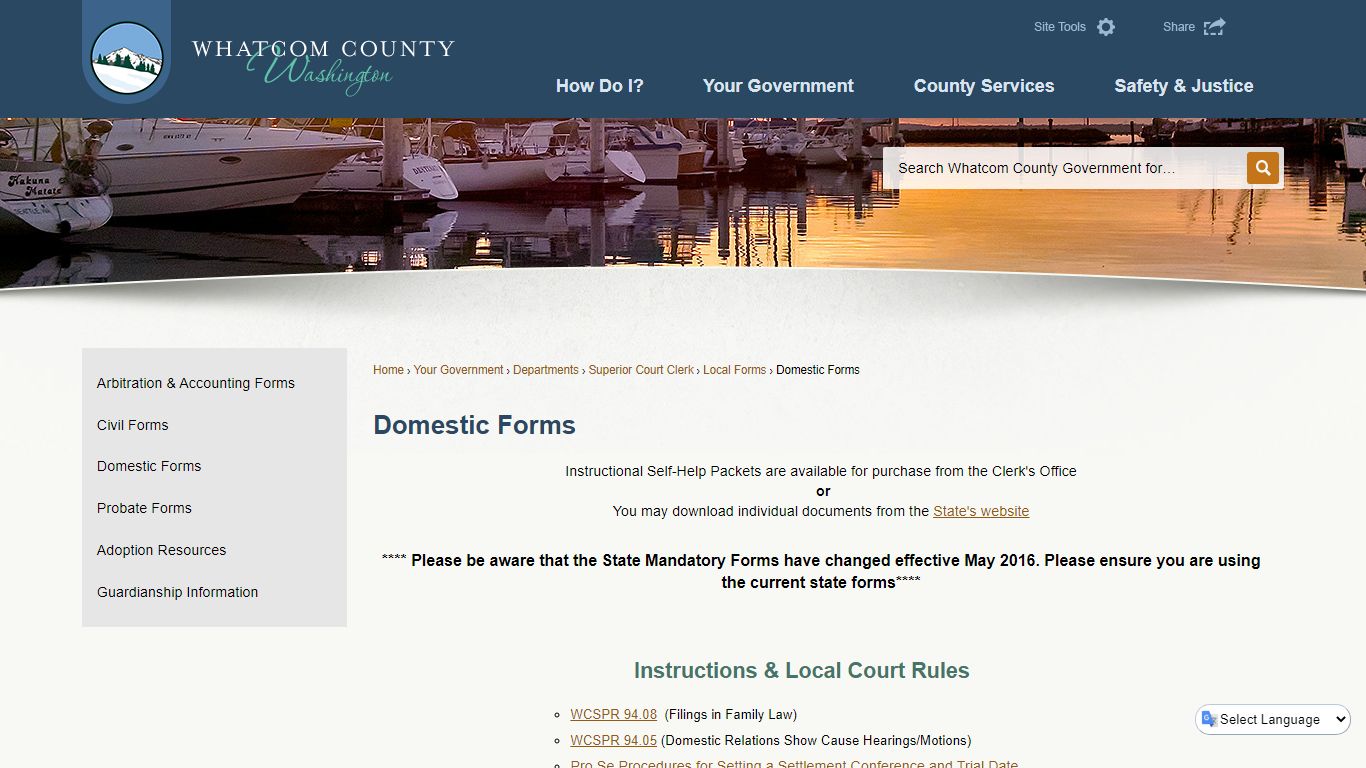 Domestic Forms | Whatcom County, WA - Official Website